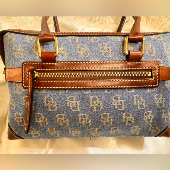 Vintage Dooney & Bourke Small Double Pocket Monogram Doctor Bag Satchel - Picture 2 of 16